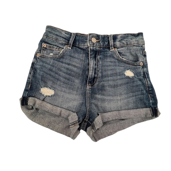 Garage Retro High Waisted Distressed Cuffed Hem Jean Shorts Size 1 Women’s - Picture 1 of 8